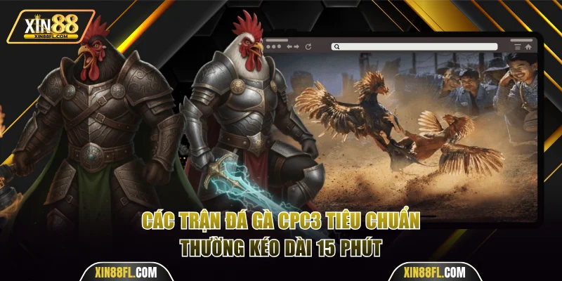 Các trận đá gà CPC3 tiêu chuẩn thường kéo dài 15 phút